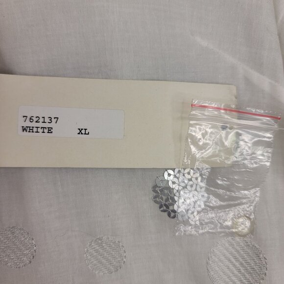 Robert Kitchen Womens XL White Cotton Short Sleeve Sequin Detail Button Blouse - Picture 8 of 12